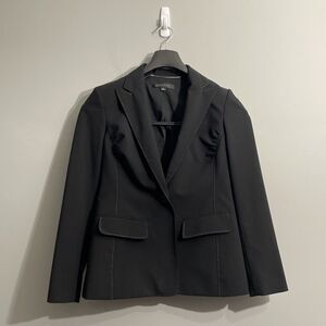 Anne Klein Women’s 8 Black Blazer White Contrast Stitching Classic Workwear